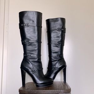 Black knee high leather BCBG Max Adria boots